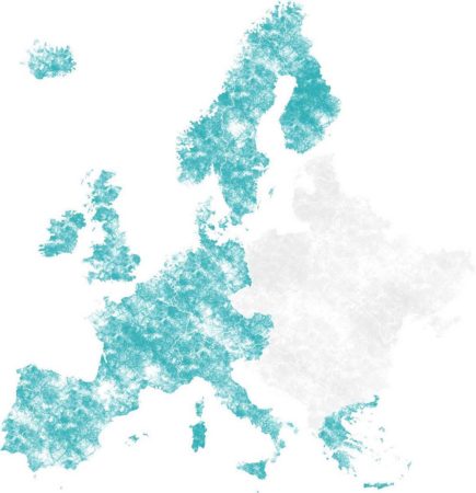 Europakarte vereist in Türkis